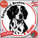 Disque autocollant "Epagneul Breton à Bord" en noir et blanc. Sticker adhésif rond vitre voiture résiste intempéries