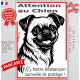 Plaque portail verticale "Attention au Chien, notre Brabançon surveille et protège" dessin stylisé noir et blanc, résiste soleil