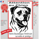 Plaque portail verticale "Attention au Chien, notre Bouledogue Americain surveille et protège" dessin stylisé noir Boulam