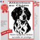 Plaque portail verticale "Attention au Chien, notre Epagneul Breton surveille et protège" dessin stylisé noir et blanc, résiste