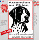 Plaque portail verticale "Attention au Chien, notre Braque Allemand surveille et protège" dessin stylisé noir et blanc, résiste