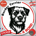 Disque autocollant voiture "Border Terrier à Bord" noir et blanc 2 tailles D