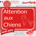 Plaque Portail rouge "Attention auX ChienS" au pluriel, 3 tailles D
