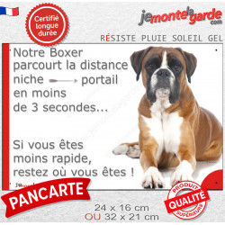 Boxer Fauve, plaque humour "distance Niche-Portail 3 secondes" 2 tailles 3SEC D
