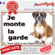Boxer Fauve couché, Plaque Portail extérieure "Je monte la garde, entrez à vos Risques Périls" photo résiste intempéries