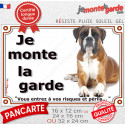 Boxer Fauve, plaque portail "Je Monte la Garde, risques périls" 3 tailles LUX D