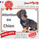 Teckel Poils Durs couleur sanglier assis, Panneau portail "Attention au Chien" plaque rue photo extérieure résiste intempéries