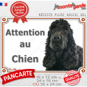 Cocker Anglais noir, plaque portail photo "Attention au Chien" 3 tailles LUX D