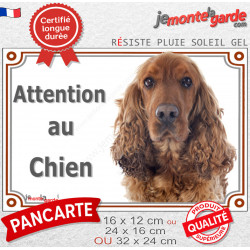 Cocker Anglais Golden roux, plaque portail extérieure "Attention au Chien" spaniel photo résiste intempéries