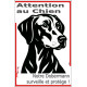 Plaque portail verticale "Attention au Chien, notre Dobermann surveille et protège" dessin stylisé noir, seo sans calque