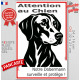 Plaque portail verticale "Attention au Chien, notre Dobermann surveille et protège" dessin stylisé noir, seo sans calque