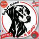 Dobermann, disque voiture rond autocollant "Chien à Bord" stylisé noir et blanc, résiste intempéries