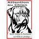 Plaque portail verticale "Attention au Chien, notre Dogue de Bordeaux surveille et protège" dessin stylisé SEO sans calque