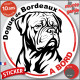 Dogue de Bordeaux, sticker autocollant rond "Chien à Bord" disque adhésif vitre voiture résiste intempéries