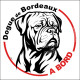 Dogue de Bordeaux, sticker autocollant rond "Chien à Bord" disque adhésif vitre voiture résiste intempéries