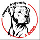 Dogue Argentin, sticker autocollant rond "Chien à Bord" disque adhésif vitre voiture Dogo SEO sans calque
