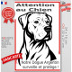 Plaque portail verticale "Attention au Chien, notre Dogue Argentin surveille et protège" dessin stylisé noir et blanc, résiste