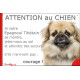 Epagneul Tibétain fauve, plaque portail humour "Attention au Chien, Jetez Vous au Sol, attendez secours," SEO sans calque