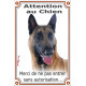 Berger Belge Malinois Tête, Plaque Portail verticale "Attention au Chien, pas sans autorisation" photo SEO sans calque