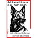 Plaque portail verticale "Attention au Chien, notre Berger Hollandais surveille et protège" dessin stylisé noir SEO sans calque