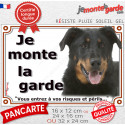 Beauceron noir feu, plaque portail "Je Monte la Garde, risques périls" 3 tailles LUX D