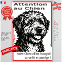 Plaque verticale "Attention au Chien, notre Chien d'Eau Espagnol surveille et protège" 2 tailles D