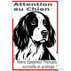 Plaque portail verticale "Attention au Chien, notre Epagneul Français surveille et protège" dessin SEO sans calque