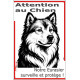 Plaque portail verticale "Attention au Chien, notre Eurasier surveille et protège" dessin stylisé noir, SEO sans calque