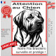 Plaque portail verticale "Attention au Chien, notre Fila Brasileiro surveille et protège" dessin stylisé noir et blanc