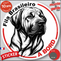 Disque autocollant voiture "Fila Brasileiro à Bord" noir et blanc 2 tailles D