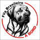 Fila Brasileiro, sticker autocollant rond "Chien à Bord" disque adhésif vitre voiture SEO sans calque