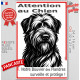 Plaque portail verticale "Attention au Chien, notre Bouvier des Flandres surveille et protège" dessin stylisé noir et blanc