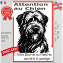 Plaque verticale "Attention au Chien, notre Bouvier des Flandres surveille et protège" 2 tailles D