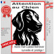 Plaque portail verticale "Attention au Chien, notre Flat-Coated Retriever surveille et protège" dessin stylisé noir et blanc