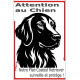 Plaque portail verticale "Attention au Chien, notre Flat-Coated Retriever surveille et protège" dessin stylisé SEO sans calque
