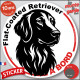 Flat-Coated Retriever, sticker autocollant rond "Chien à Bord" disque adhésif vitre voiture résiste intempéries