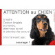 Cocker Anglais Spaniel noir et feu, plaque portail humour "Attention au Chien, Jetez Vous au Sol," SEO sans calque