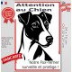 Plaque portail verticale "Attention au Chien, notre Fox-Terrier à poils lisses surveille et protège" dessin stylisé, résiste