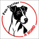 Fox-Terrier à poils lisses, sticker autocollant rond "Chien à Bord" disque adhésif vitre voiture SEO sans calque