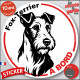 Fox-Terrier à poils durs, sticker autocollant rond "Chien à Bord" disque adhésif vitre voiture résiste intempéries