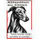 Plaque portail verticale "Attention au Chien, notre Lévrier Galgo Espagnol surveille et protège" dessin SEO sans calque