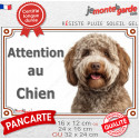 Lagotto Romagnolo brun, plaque portail extérieur "Attention au Chien" 3 tailles LUX D