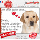 Labrador Sable, Plaque photo "un chien est membre de la famille" idée cadeau résiste intempéries