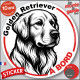Golden Retriever, sticker autocollant rond "Chien à Bord" disque adhésif vitre voiture résiste intempéries