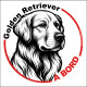 Golden Retriever, sticker autocollant rond "Chien à Bord" disque adhésif vitre voiture SEO sans calque