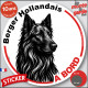 Berger Hollandais poils longs, sticker autocollant rond "Chien à Bord" disque adhésif vitre voiture résiste intempéries
