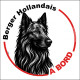 Berger Hollandais poils longs, sticker autocollant rond "Chien à Bord" disque adhésif vitre voiture SEO sans calque