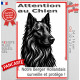 Plaque portail verticale "Attention au Chien, notre Berger Hollandais à poils longs surveille et protège" dessin stylisé