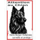 Plaque verticale "Attention au Chien, notre Berger Hollandais à poils longs surveille et protège" SEO sans calque