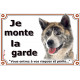 Akita Inu bringé Japonais, plaque portail "Je Monte la Garde, entrez à vos risques et périls" photo SEO sans calque